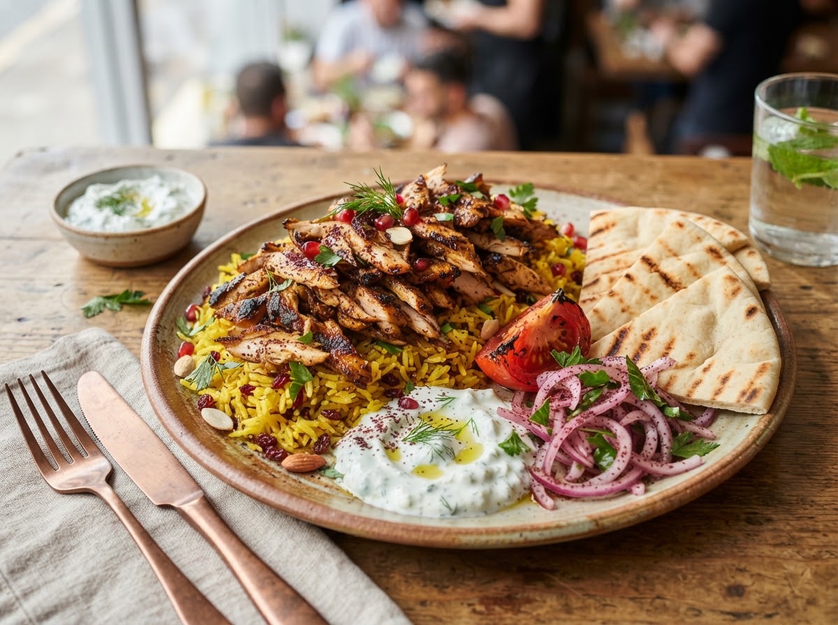 Chicken doner served with rice